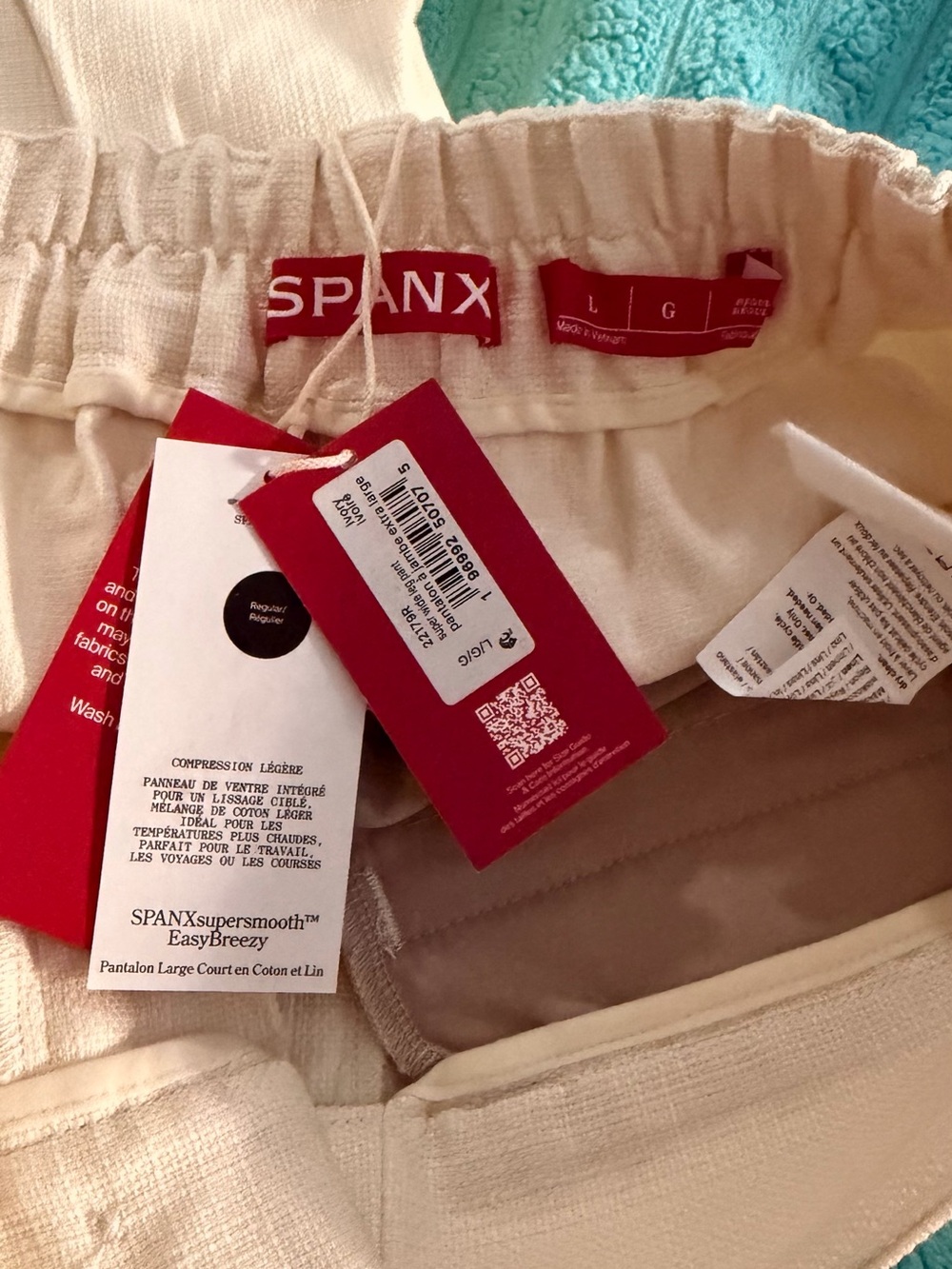 SPANX Wide-Leg High-Waist Cream Trousers - Picture 3 of 4